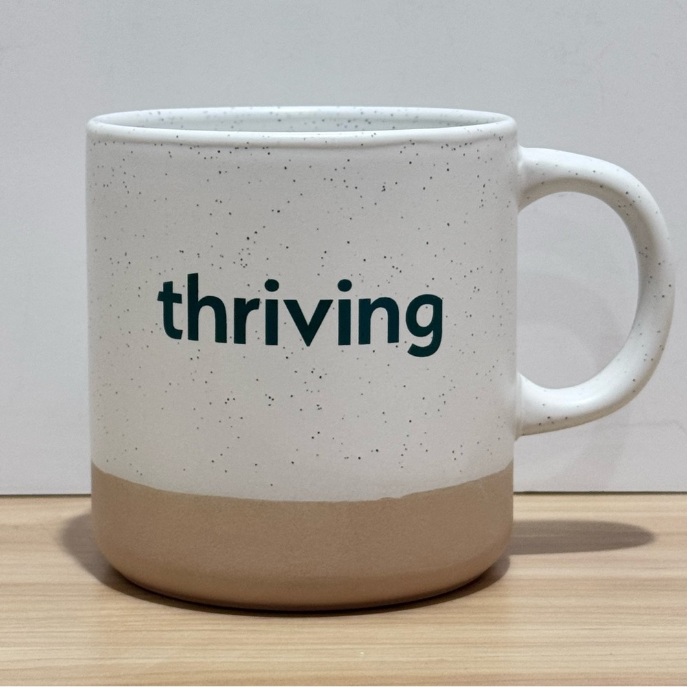 Thriving Mug Thrive Market Coffee Cup Speckled w/ Raw Clay Base New Collectible